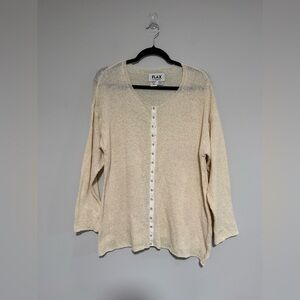 Flax Cream Open Knit Snap Down Lightweight Cardigan Size Small/Medium Beach